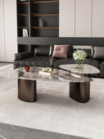 Table basse en marbre naturel de style italien, pierre de luxe, salon, usage domestique, design irrégulier, minimaliste, acier inoxydable léger