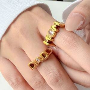 G4792 Anillos de Acero Inoxidable con Baño de Oro PVD de 18K y Circonita Blanca al por Mayor, Joyería de Moda para Regalo, Fiesta, Mamá, Papá, Hermana, Hermano - Product Image 3