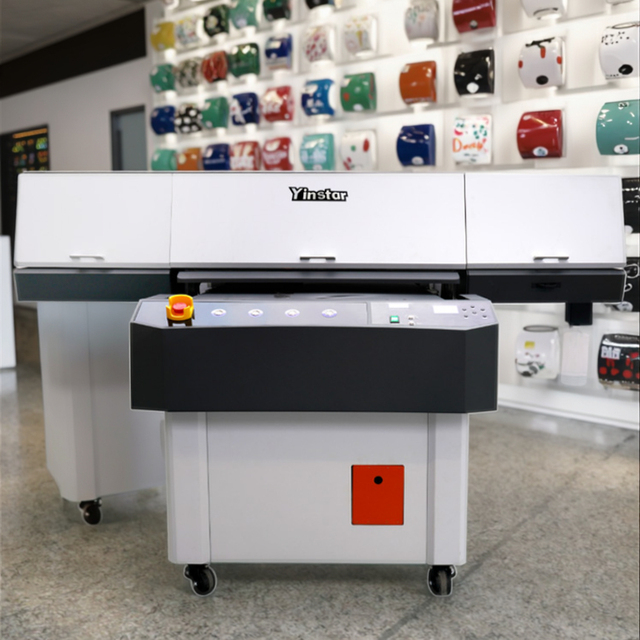 Yinstar New Condition 6090 9060 Flatbed UV  Printer with Camera Visual Auto Positioning for Small Business Mug Phone case Pen