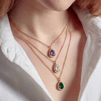 Pendentif Goutte d'Eau Éclatant, Chaîne Classique en Forme de O, Collier Zircon Multicolore, Vente en Gros, Accessoires Rétro Gracieux pour Femmes TGXL15062
