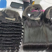 Cheveux lisses brut indien 180% densité de cheveux humains 4x4 fermeture à lacet perruque frontale cheveux humains bouclés birmans sans colle Hd dentelle perruques