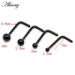 Wholesale 1.5 2 2.5 3mm 20G Nose Stud Septum Nose Studs Hooks Bar L Post Nose Rings Body Piercing Stainless Steel Jewelry