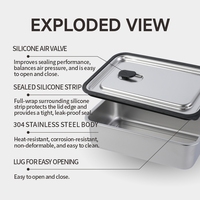 Lekfre Contenants de stockage alimentaire hermétiques en acier inoxydable pour les voyages, boîte à lunch en acier inoxydable, boîte bento