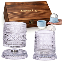 Ensemble de verres à whisky en cristal rotatif de 9 oz de qualité supérieure avec logo personnalisé, dans un coffret cadeau, pour le bourbon, le scotch et les cocktails