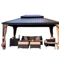 Pergola à toit rigide en aluminium résistante aux UV, imperméable, pour jardin, patio, hôtel, restaurant
