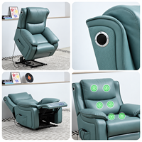 Fauteuil inclinable électrique pour personnes âgées avec massage par vibration, haut-parleur Bluetooth, siège large et inclinaison réglable