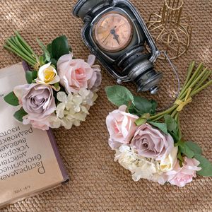 Bouquet de roses artificielles CallaFloral, couleurs éclatantes, décoration de mariage, tissu tissé GF12510 - Product Image 1