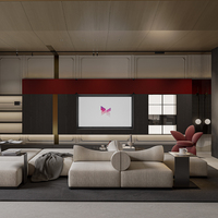 Özel Fransız MDF Entegre TV Duvar Dolabı, Villa Salonu için LED Işıklı