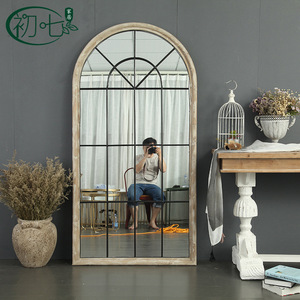 Espejo de pie vintage con marco de madera maciza blanca, espejo decorativo de cuerpo entero para dormitorio, vestidor y decoración del hogar. - Product Image 3