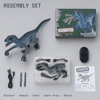 LKTOYS RC Dinosaure Velociraptor infrarouge électrique de simulation (gris et bleu) avec son et lumières