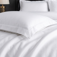 Parure de Lit d'Hôtel 5 Étoiles, Luxe Blanc Doux Comme Coton 100%, Housse de Couette Unie en Sateen et Draps d'Hôtel
