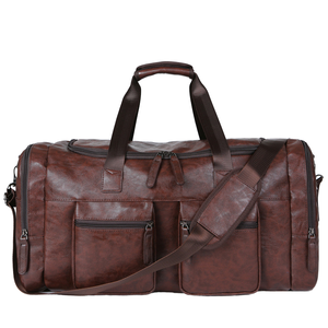 Bolsa de Viaje de Gran Capacidad, Estilo Vintage, de PU/Cuero Genuino, con Cierre de Cremallera, para Viajes de Negocios y Vacaciones, Unisex, OEM, ODM - Product Image 1