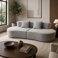 Canapé pliable 3 places pour salon, mobilier modulaire moderne à profil bas, housse amovible en tissu, vente directe usine