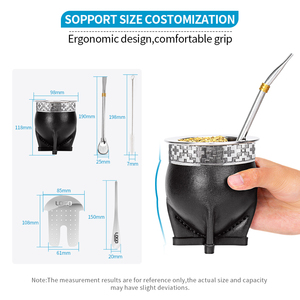 Tazza di Yerba Yerba Cup & piattino imperiale in pelle con motivo a croce classico personalizzato alla moda - Product Image 3