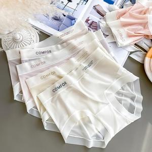 Ropa Interior Transpirable de Seda de Hielo sin Costuras para <span class=keywords><strong>Mujer</strong></span>, Ultrafina, Corte Láser, Invisible, Bragas de Tiro Medio que no se ven - Product Image 1