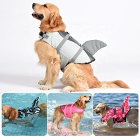 Gilet de sauvetage réfléchissant multicolore écologique à rayures simples pour chien, grande flottabilité, thème sirène et requin, pour jeux aquatiques estivaux