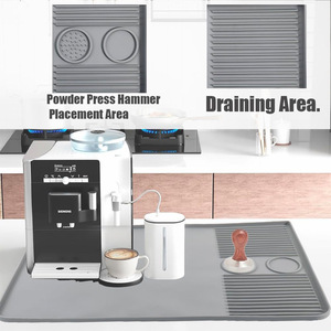 Tapis en silicone pour machine à café Siemens, rectangulaire, gris, antidérapant, zone de drainage, tapis de protection pour comptoir de cuisine, isolation thermique - Product Image 1