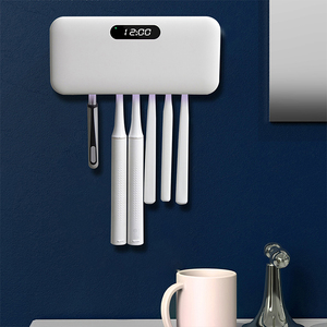 Multi Toothbrush Sterilizer Box PTC Heating LED Clock <b>Timer</b> 4400mAh Battery Ventilation Fan 99.9% Sterilization - Product Image 1