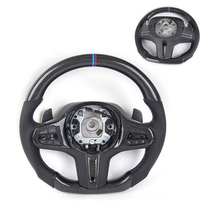 <span class=keywords><strong>Volante</strong></span> <span class=keywords><strong>Deportivo</strong></span> de 3 Radios en Fibra de Carbono y Cuero para BMW Serie 3 Chasis G con Levas Electrochapadas - Product Image 1