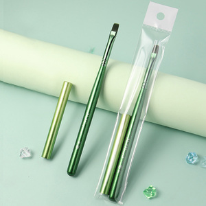 Pinceau à ongles à manche en bois vert, à poils ondulés, pour dégradé, estompage, liner, détails, motif marguerite, peinture gel, manucure - Product Image 3