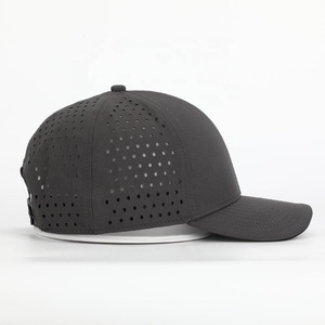 Custom Logo Men's 6 Panel Laser Cut Hole Perforated Performance Waterproof Hat Waterproof Quick Dry Sports Baseball Cap - Product Image 4