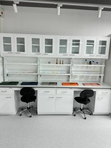محطات عمل معيارية بيضاء، أثاث مختبر كيميائي، طاولة عمل معدنية للمختبر، خزانة حائط للمختبرات والمدارس والمستشفيات وورش العمل - Product Image 2