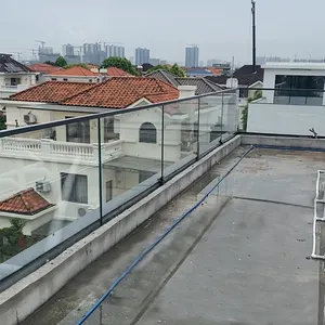 Cerca de vidro sem moldura para terraço corrimão de escadas de varanda deck balaustrada corrimão corrimão em canal U corrimão de vidro embutido interior