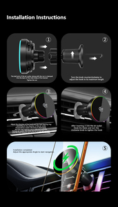 <span class=keywords><strong>Cargador</strong></span> Inalámbrico Magnético T14 de 25W con Certificación CE FCC Qi2.2, Ventilador de Refrigeración, Luz Ambiental RGB, Soporte para Coche, <span class=keywords><strong>Carga</strong></span> Rápida - Product Image 5