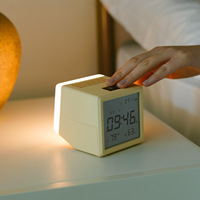 Réveil numérique multifonctionnel avec veilleuse, affichage de la température et de l'humidité, lampe de chevet rechargeable par USB