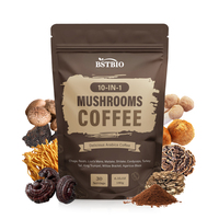 Café instantané aux champignons BSTBIO 10 en 1, mélange de Crinière de lion, Cordyceps, Queue de dinde, Reishi et Arabica