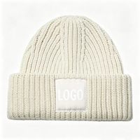 Bonnet en tricot côtelé unisexe avec logo personnalisé multicolore, bonnet d'hiver chaud à revers, bonnets vierges pour patchs, vente en gros