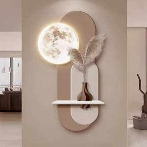 All'ingrosso moderno LED di lusso fatto a mano ingresso luna corridoio 3D parete verde solido piante colorate corridoio decorazione arenaria pittura - Product Image 1