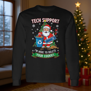 Camiseta de manga larga de Navidad con estampado de soporte técnico para eliminar galletas de primera página - Product Image 3