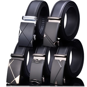 Ceinture d'affaires en cuir de <span class=keywords><strong>vachette</strong></span> véritable avec boucle automatique en alliage, longueur réglable de 110 à 125 cm pour un usage quotidien professionnel et décontracté - Product Image 1