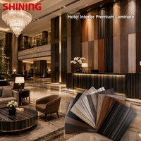 Panneaux de décoration HPL imperméables, ignifuges, finition grain de bois brillante de qualité supérieure pour la cuisine, l'hôtel, les meubles commerciaux, garantie 3 ans