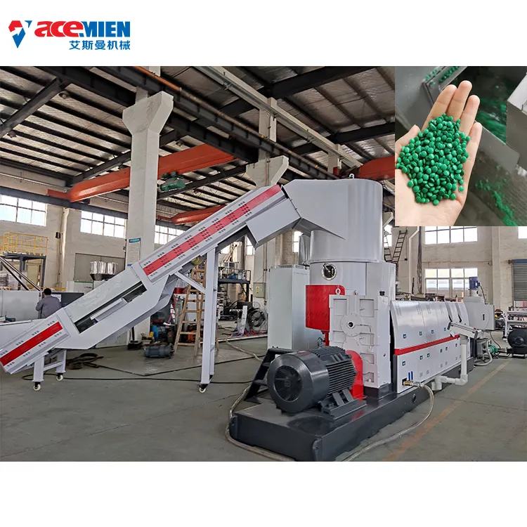 Acemien Plastic Granulator Equipment / Plastic Granule Making Machine / Plastic Pelletizing Line for pp pe waste