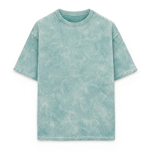 Camiseta de punto para hombre, corte holgado, estilo vintage lavado, informal, largo regular, teñido liso, transpirable, de jersey - Product Image 1