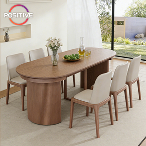 Mesa de Comedor de Madera Maciza, Diseño Extensible de Forma Redonda a Ovalada para Apartamentos Pequeños, Sala de Estar, Uso Doméstico - Product Image 1