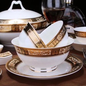 Luxury Ceramic Dining Room Sets <b>Dinnerware</b> Sets Gilding Relief Palace Porcelain Western Europe Party Hot Selling 52 Pieces - Product Image 3