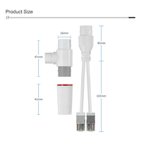 Adaptateur de connecteur de câblage réseau PoE 2 en 1, séparateur Ethernet étanche en plastique 100M 12V RJ45 pour système de sécurité CCTV et caméra IP