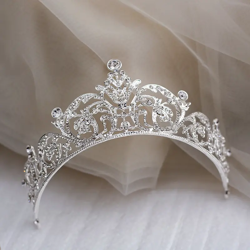 Aksesori Rambut Pengantin Pernikahan, Berlian Imitasi Kristal Tiara Berkilau dan Mahkota Pernikahan dengan Sisir Desainer Mahkota Pengantin