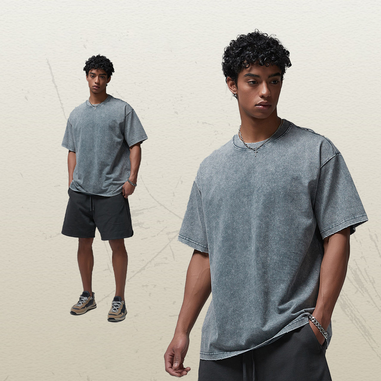 ผ้าบาติกสีเทาเข้ม