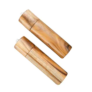 Acacia Hout 8 "Elegante Zee Zout Molen En Zwarte Pepermolen Set Voor Kruiden, Koken, Eetkamer