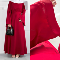 Gaun Abaya Wanita Muslim Lengan Panjang Bahan Polyester Bernapas Desain Baru Grosir Sederhana dengan Sabuk