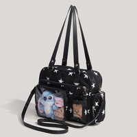 Sac mini en polyester noir pour femme, style japonais-coréen, mode niche, minimaliste, à motif étoiles, à porter à l'épaule