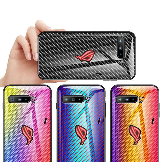 Colorful Carbon Fiber Tempered Glass Full Cover Mobile Phone Case for Asus Rog Phone 3 Rog3 ZB601KL ZS630KL