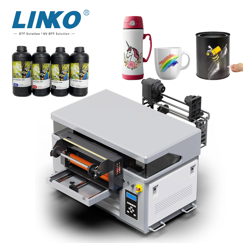 LINKO A2 2 in 1 UV Flatbed Printer Dual XP600 I1600 Printhead UV DTF Printer for Custom Stickers