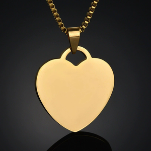 Breloque ronde en acier inoxydable personnalisée, bijoux en or 18 carats, logo gravé personnalisé, pendentif rectangulaire en forme de cœur, étiquettes de collier - Product Image 4