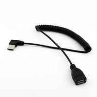 Cable USB en Espiral de 90 Grados, Macho a Hembra, con Blindaje Trenzado, Conductor de Cobre Puro, PVC, Carga Rápida 3A, para Escáneres de Código de Barras