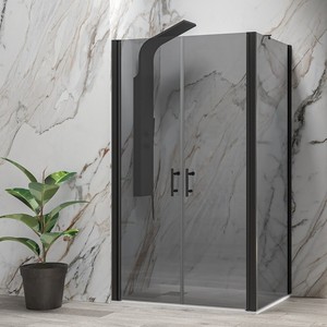 Kamalu KS2800AF Box doccia moderna 80x115 vassoio rettangolare altezza 200h con apertura berlina vetro fumé telaio in alluminio - Product Image 1